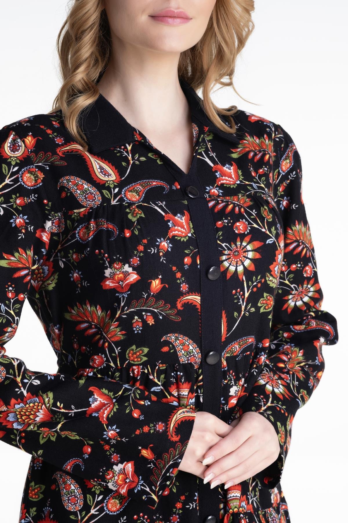 Güz Velvetin Elbise Siyah Syh