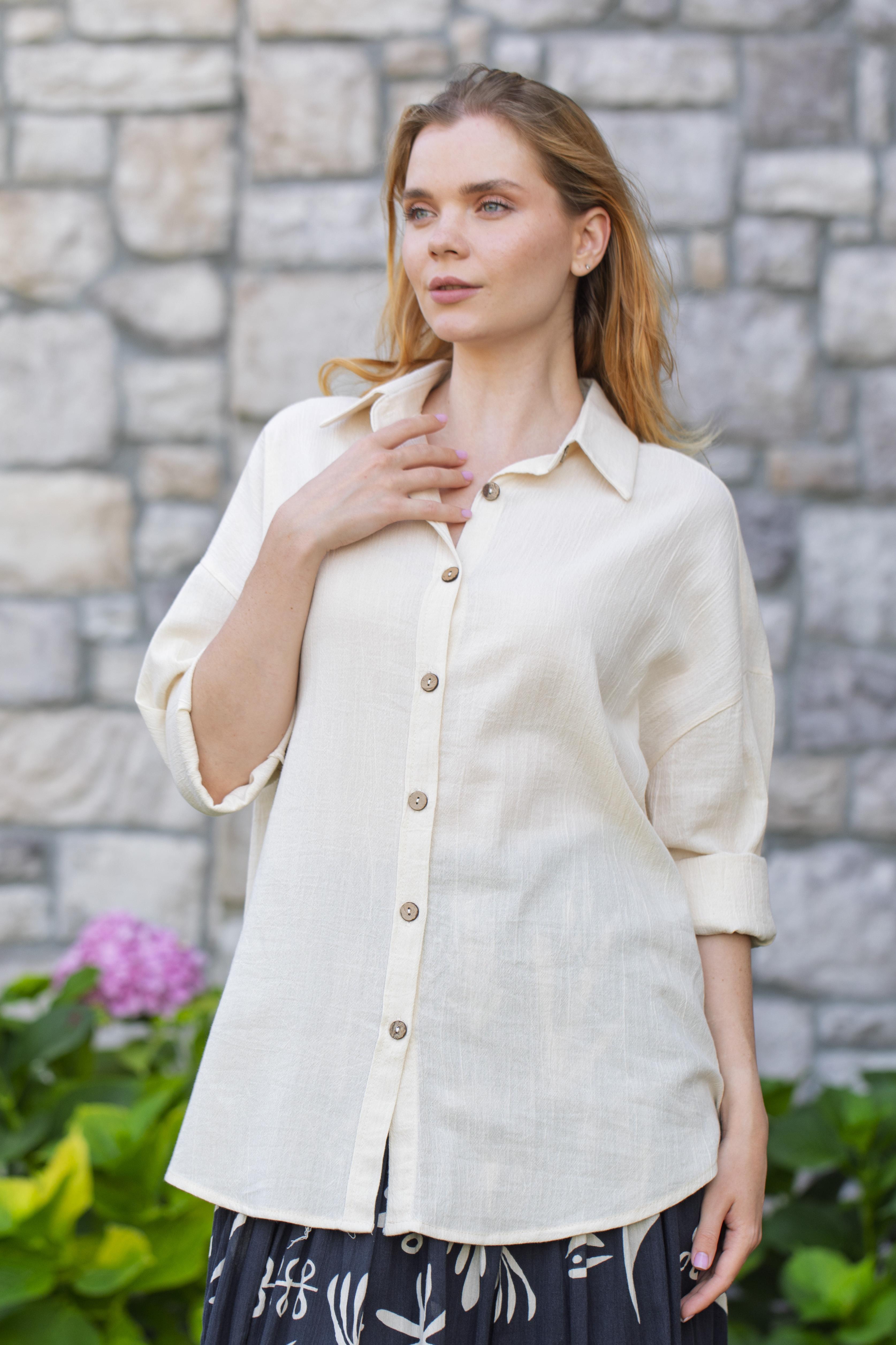 Hale Gömlek Krem Krm