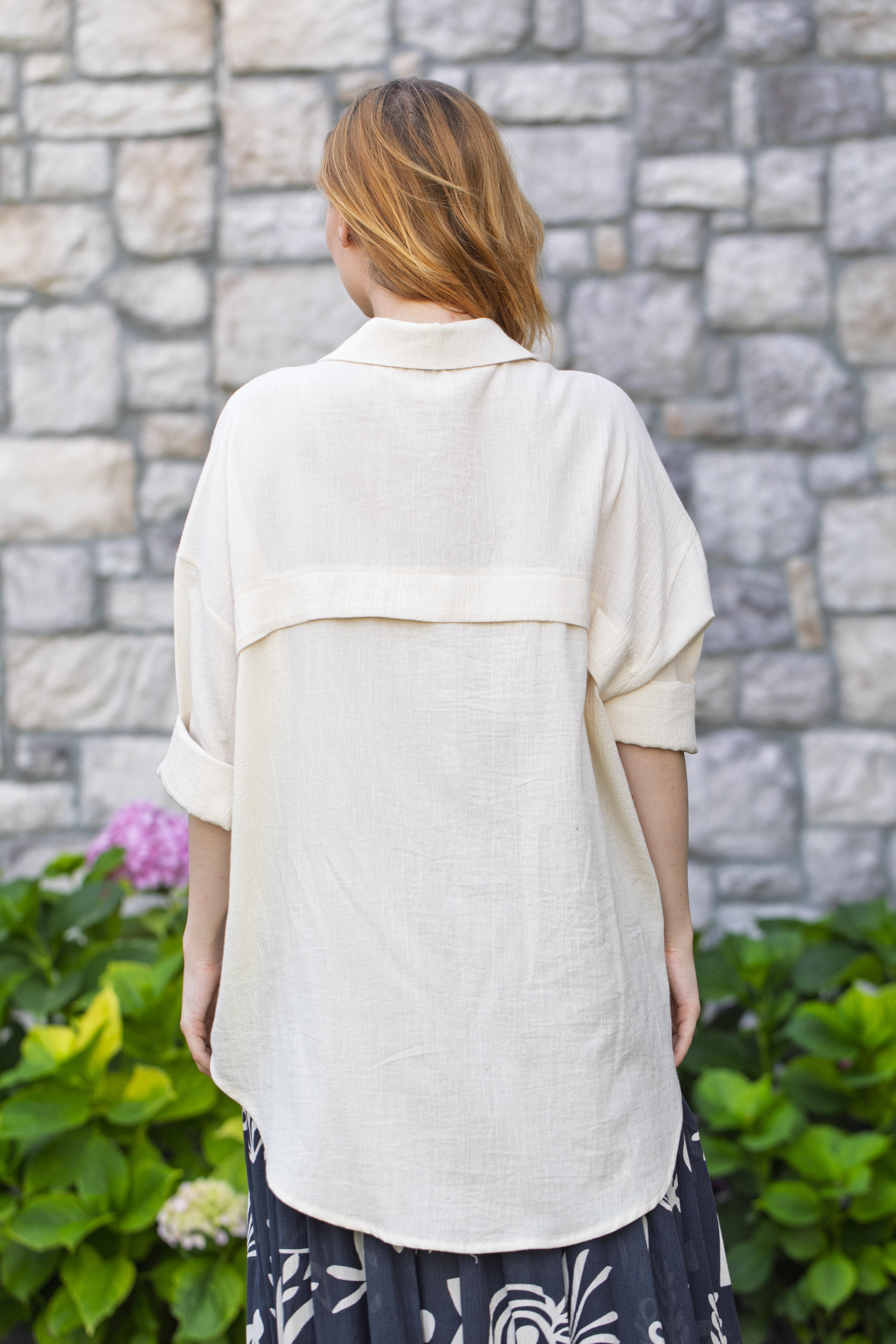 Hale Gömlek Krem Krm