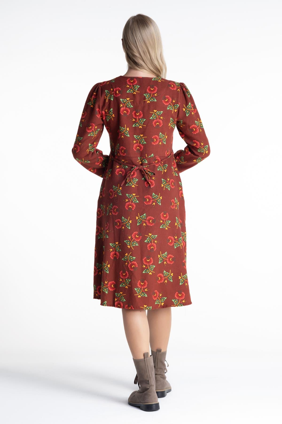 Kamelya Pazen Elbise Bordo Brd