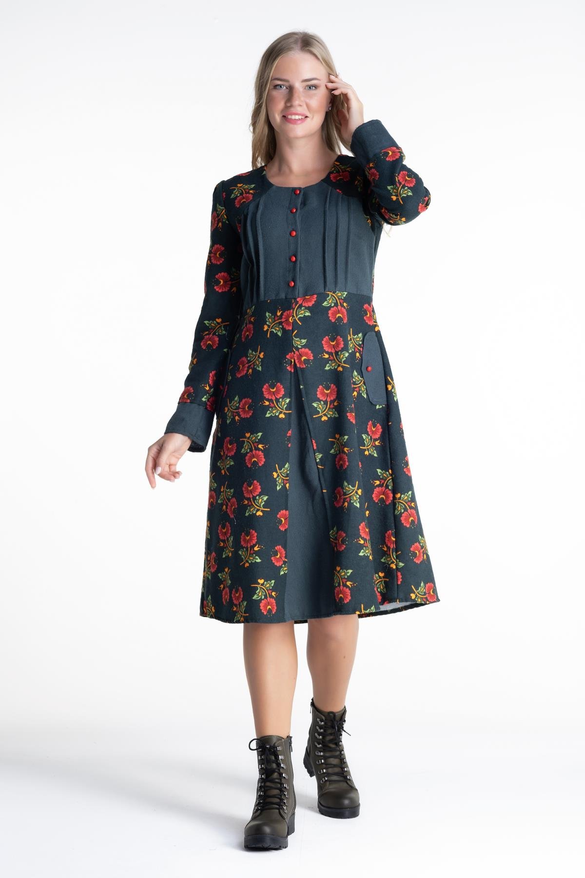 Kamelya Pazen Elbise Petrol Ptrl