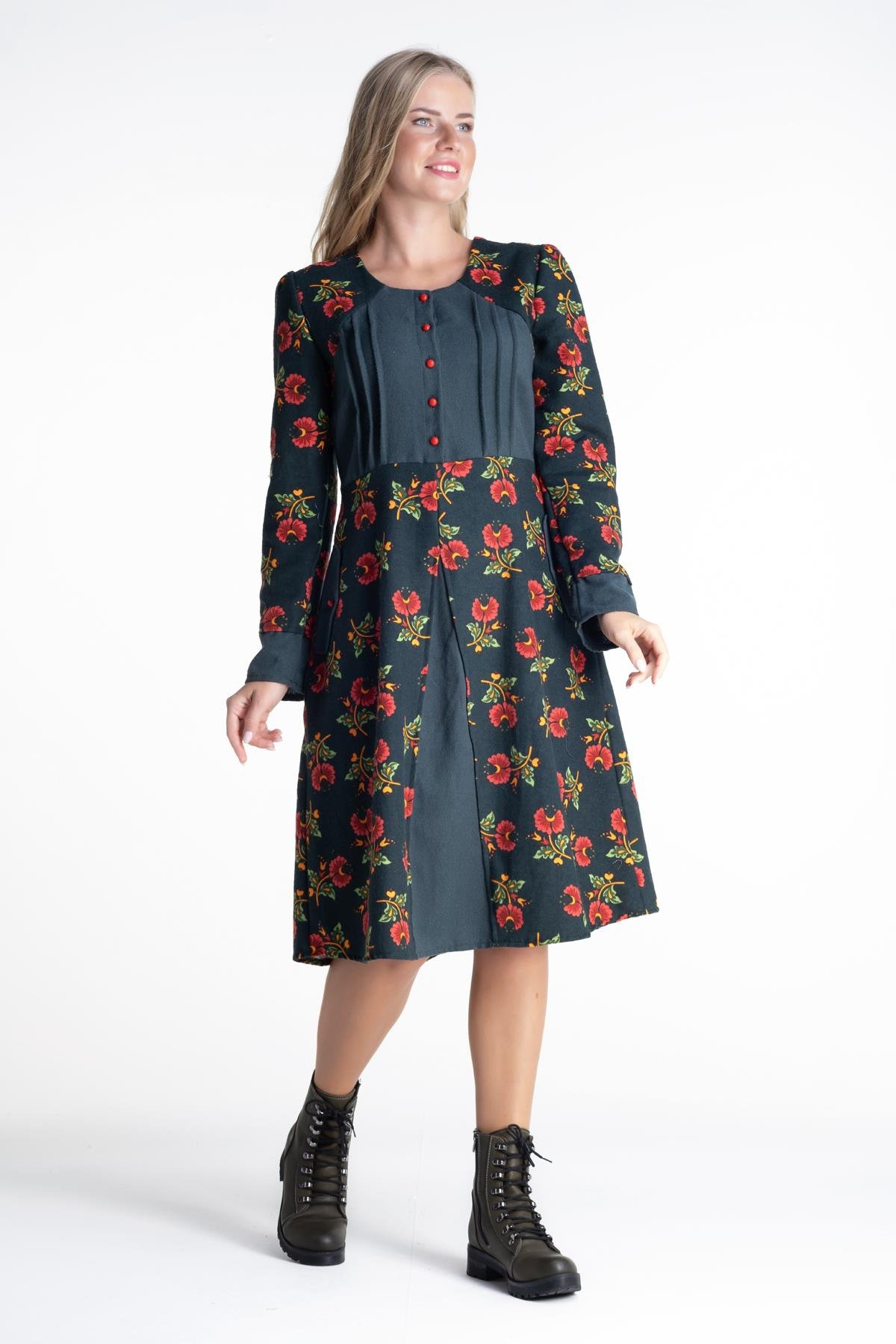 Kamelya Pazen Elbise Petrol Ptrl