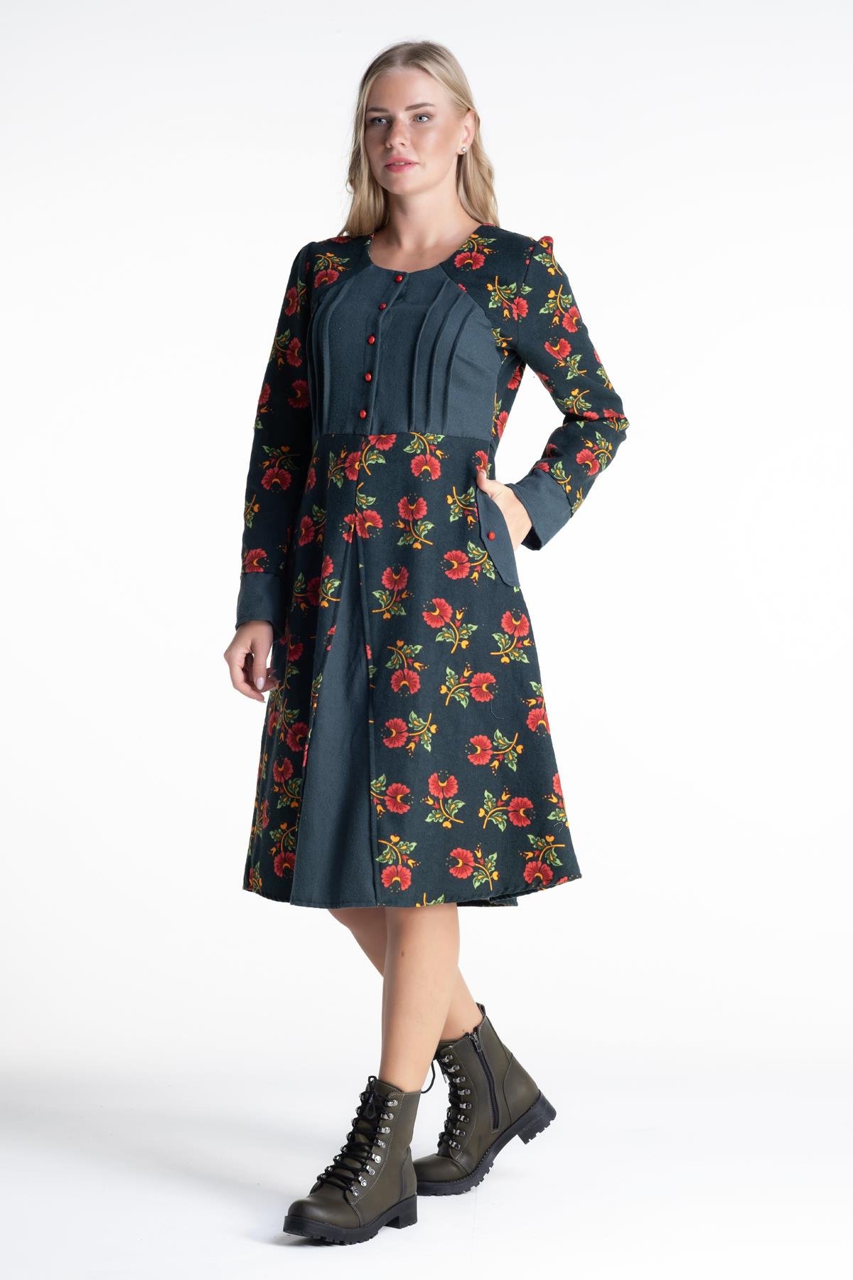 Kamelya Pazen Elbise Petrol Ptrl