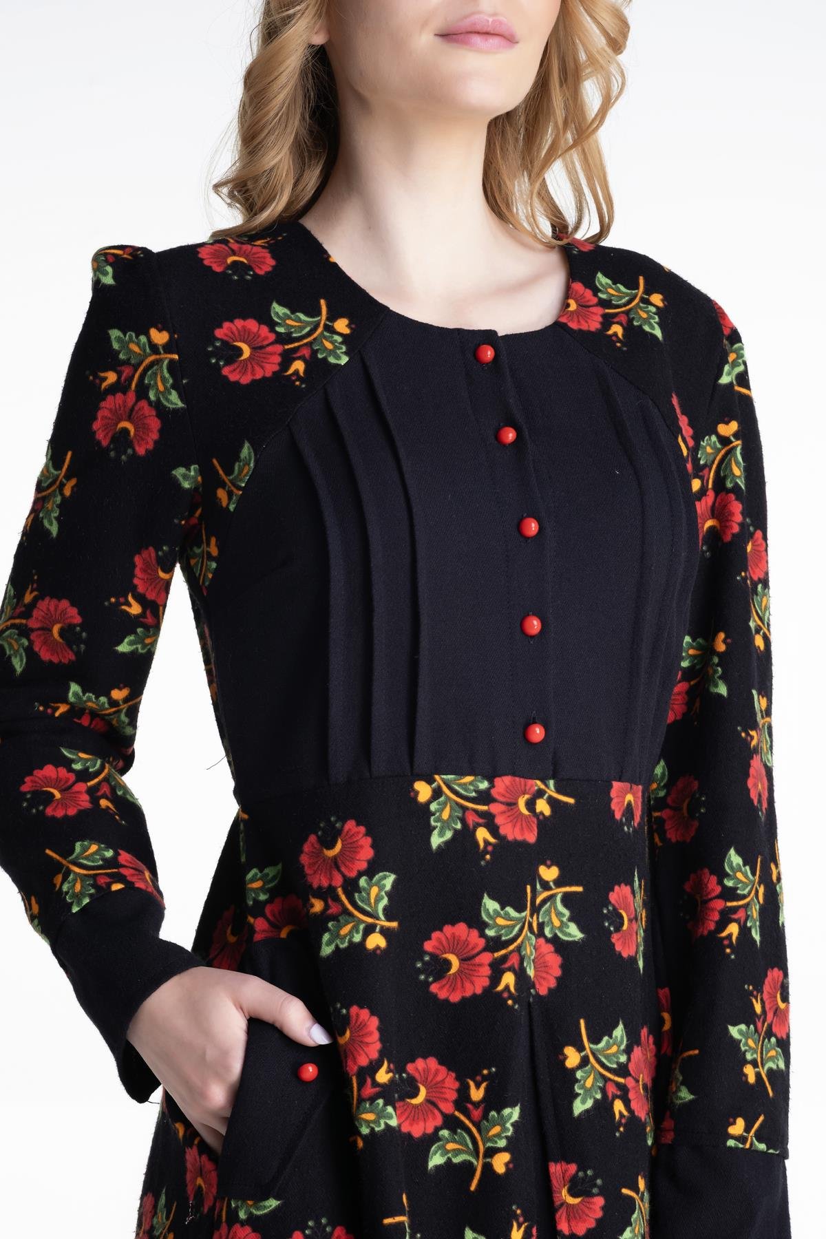 Kamelya Pazen Elbise Siyah Syh