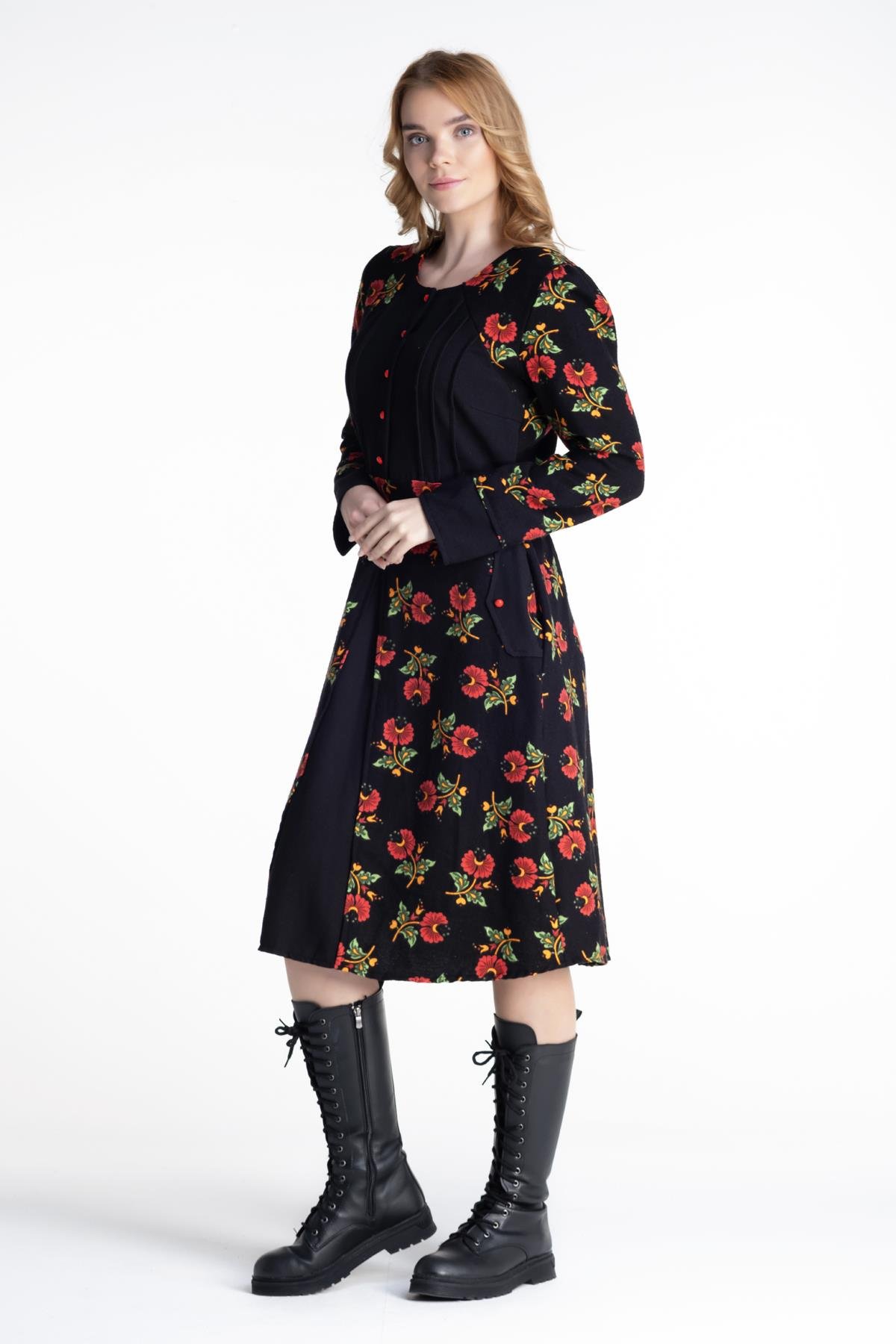 Kamelya Pazen Elbise Siyah Syh