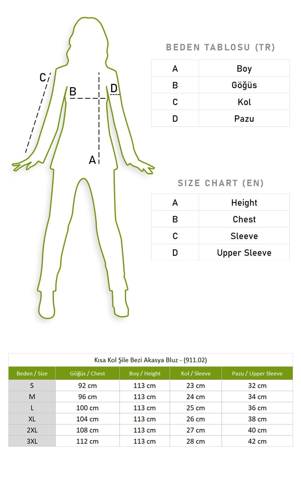 Kısa Kol Şile Bezi Akasya Bluz Siyah Syh