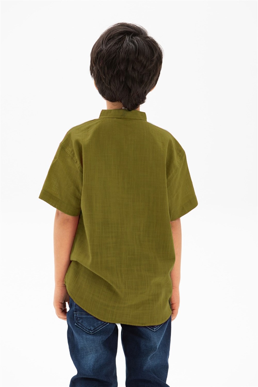 Kısa Kol Şile Bezi Bodrum Erkek Çocuk Tshirt Haki 3049