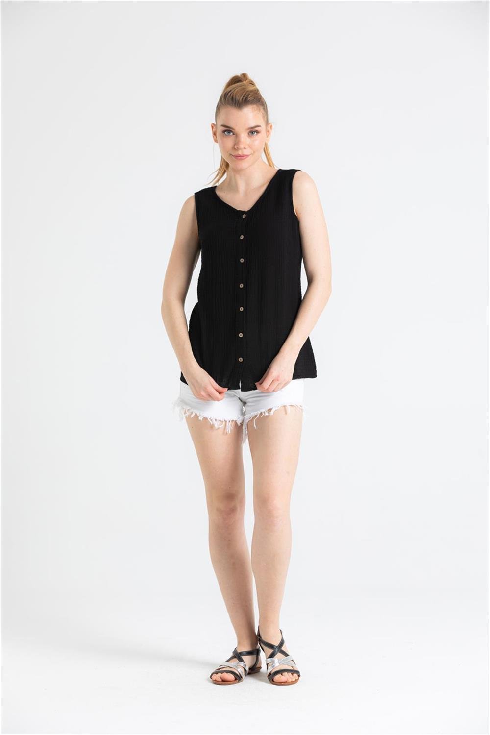 Kolsuz Müslin Melis Bluz Siyah Syh