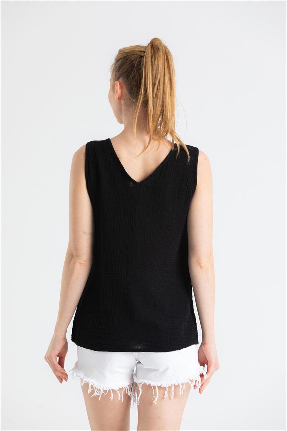 Kolsuz Müslin Melis Bluz Siyah Syh