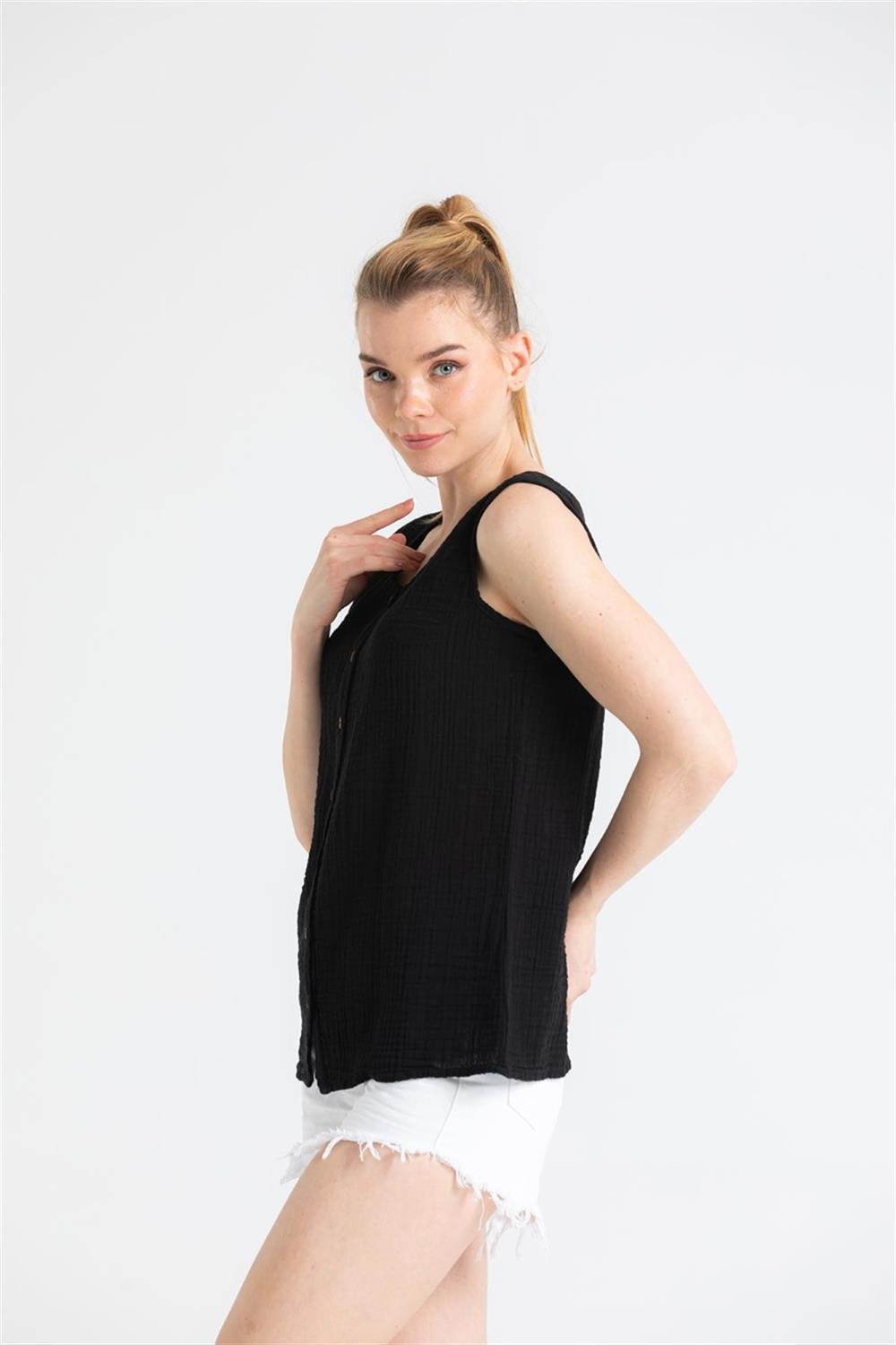 Kolsuz Müslin Melis Bluz Siyah Syh