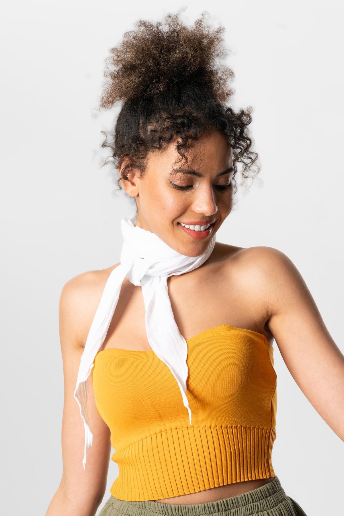 Müslin Fular Beyaz Byz