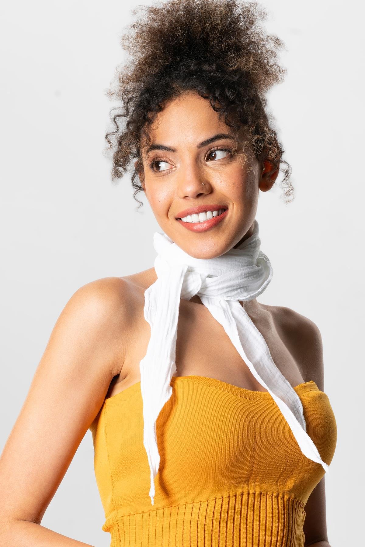 Müslin Fular Beyaz Byz