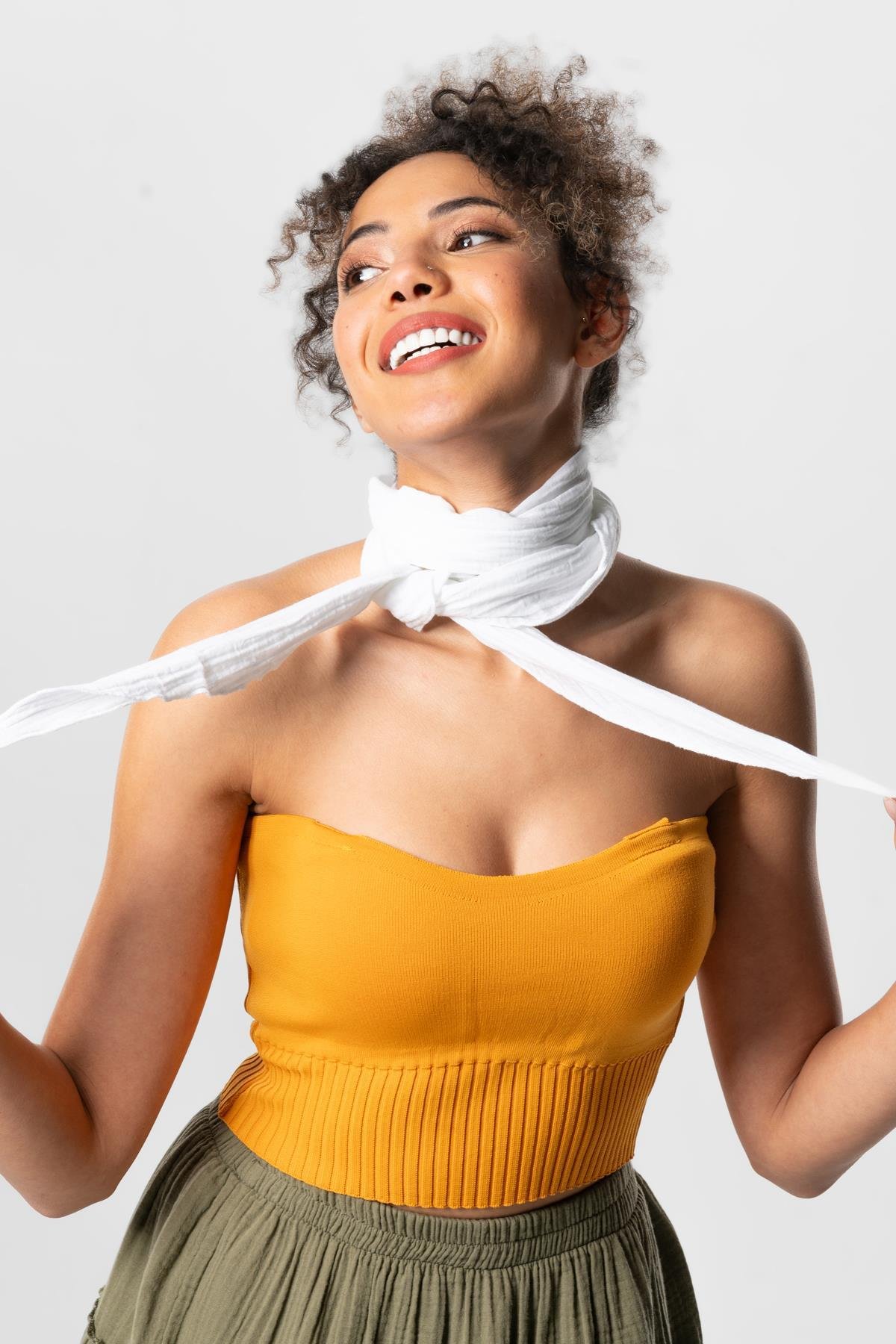 Müslin Fular Beyaz Byz