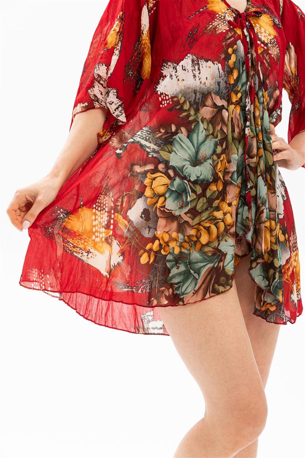 Side Vual Pareo Kırmızı 6124