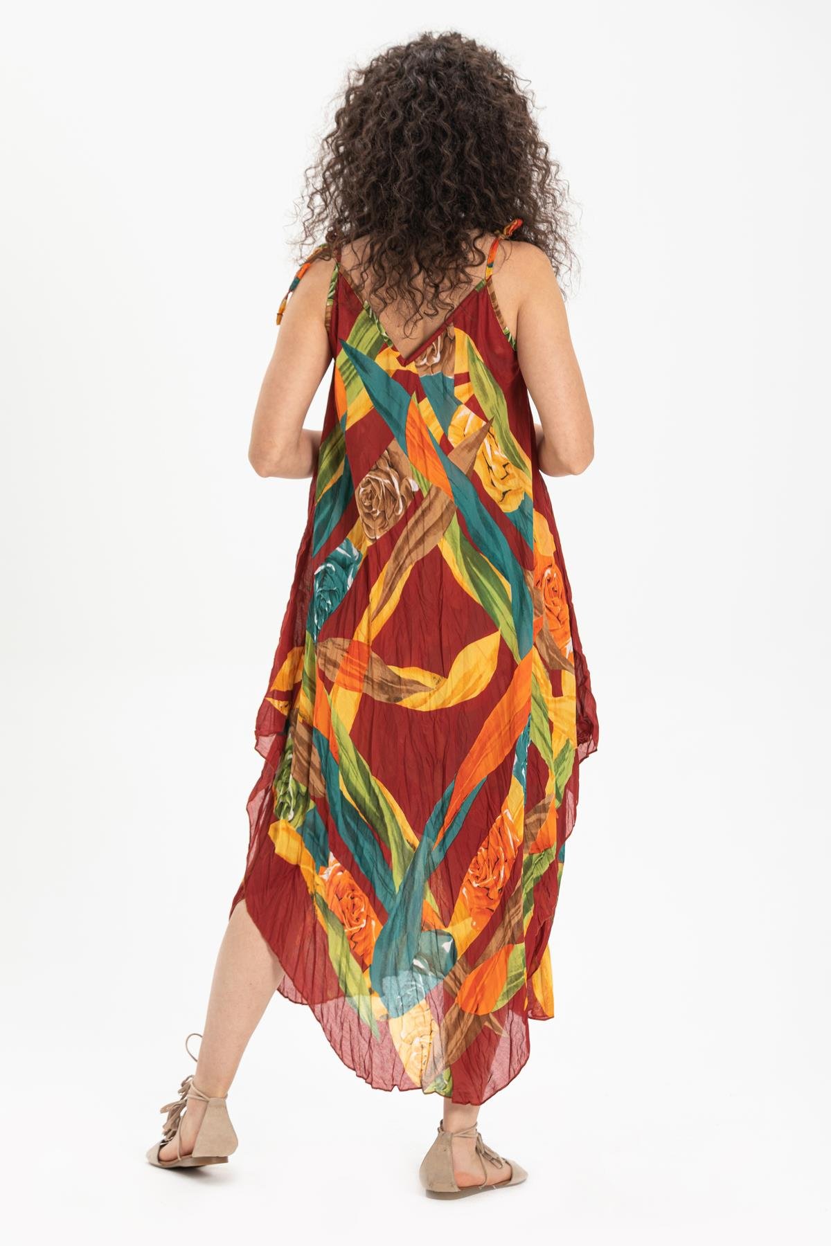 Toptan Afrodit Vual Elbise Bordo