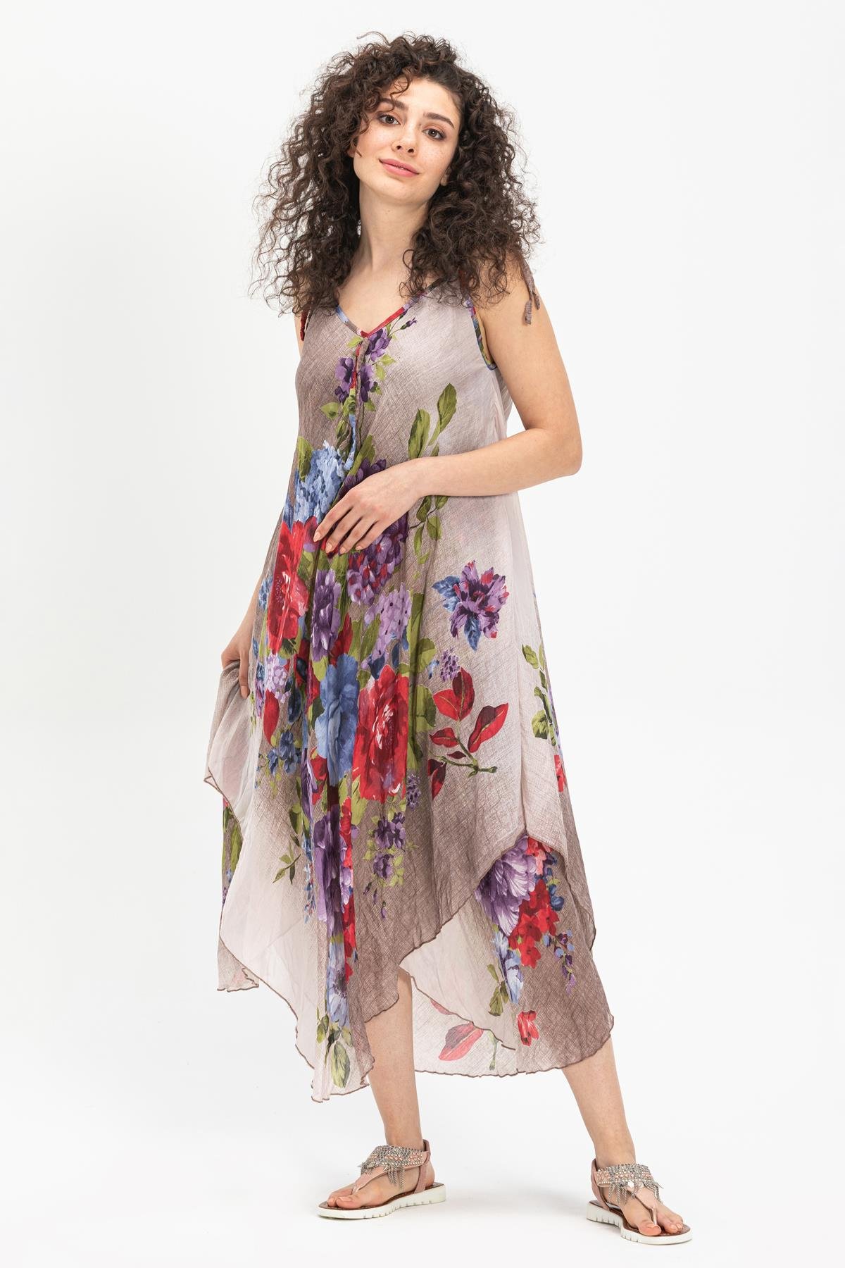 Toptan Afrodit Vual Elbise Gri