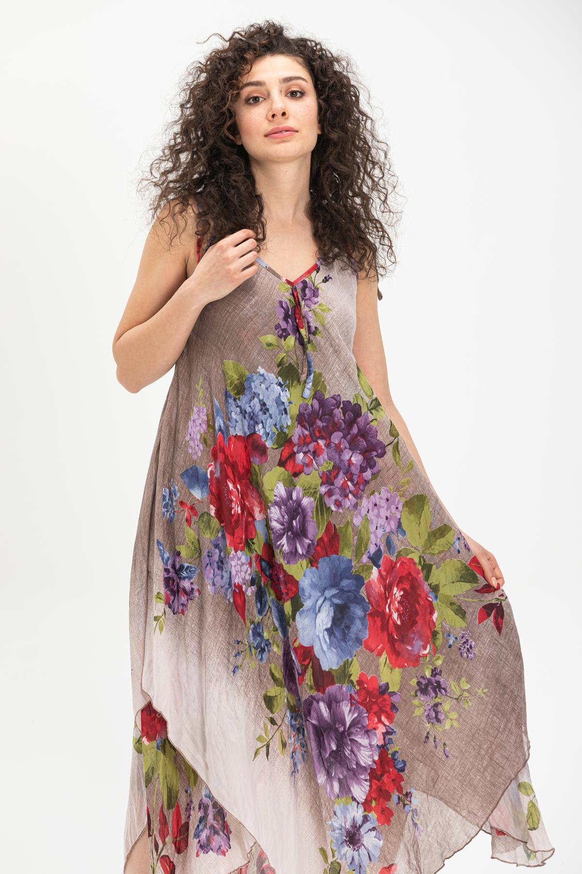 Toptan Afrodit Vual Elbise Gri