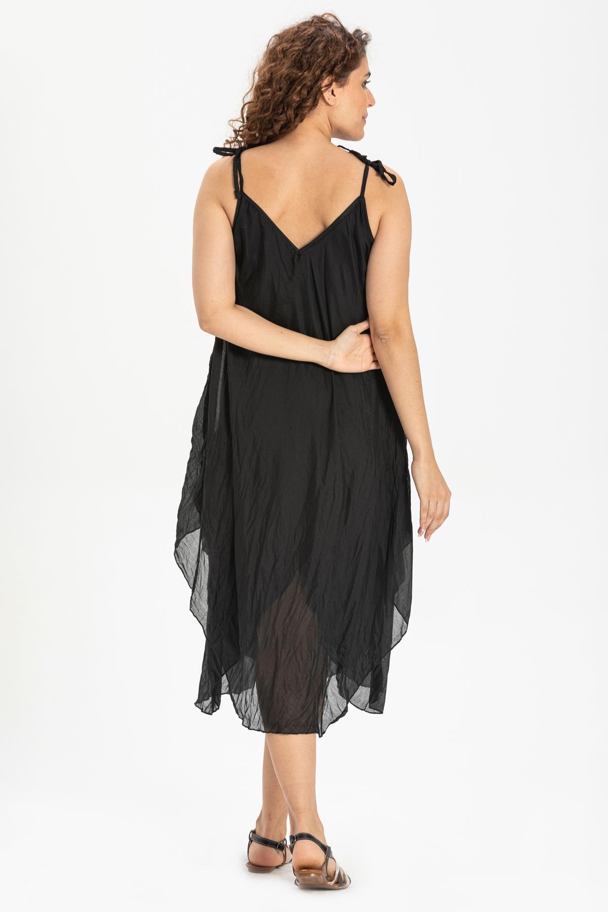 Toptan Afrodit Vual Elbise Siyah