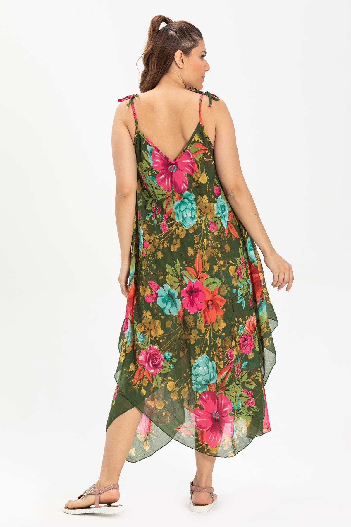 Toptan Afrodit Vual Elbise Yesil