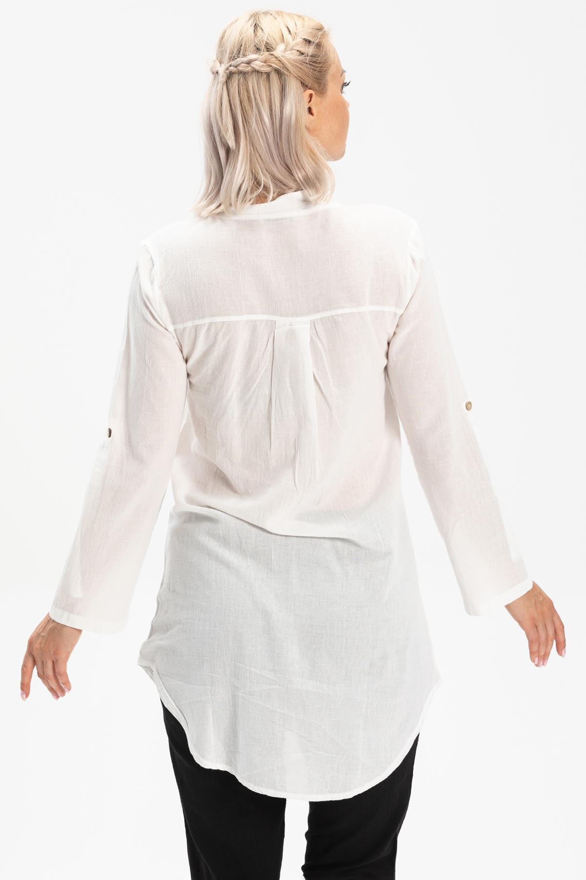 Toptan Akasya Şile Bezi Tunik Beyaz