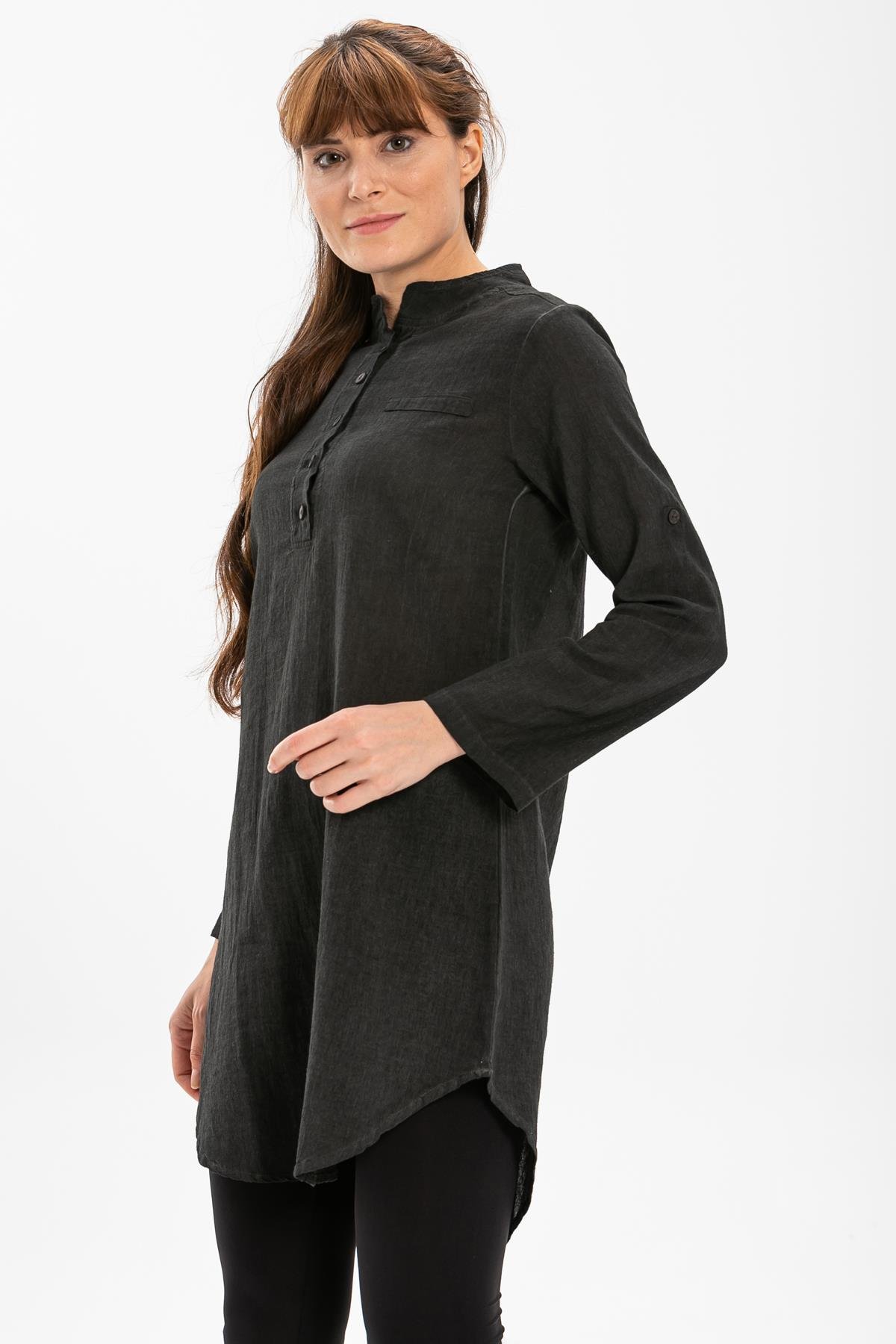 Toptan Akasya Şile Bezi Tunik Füme