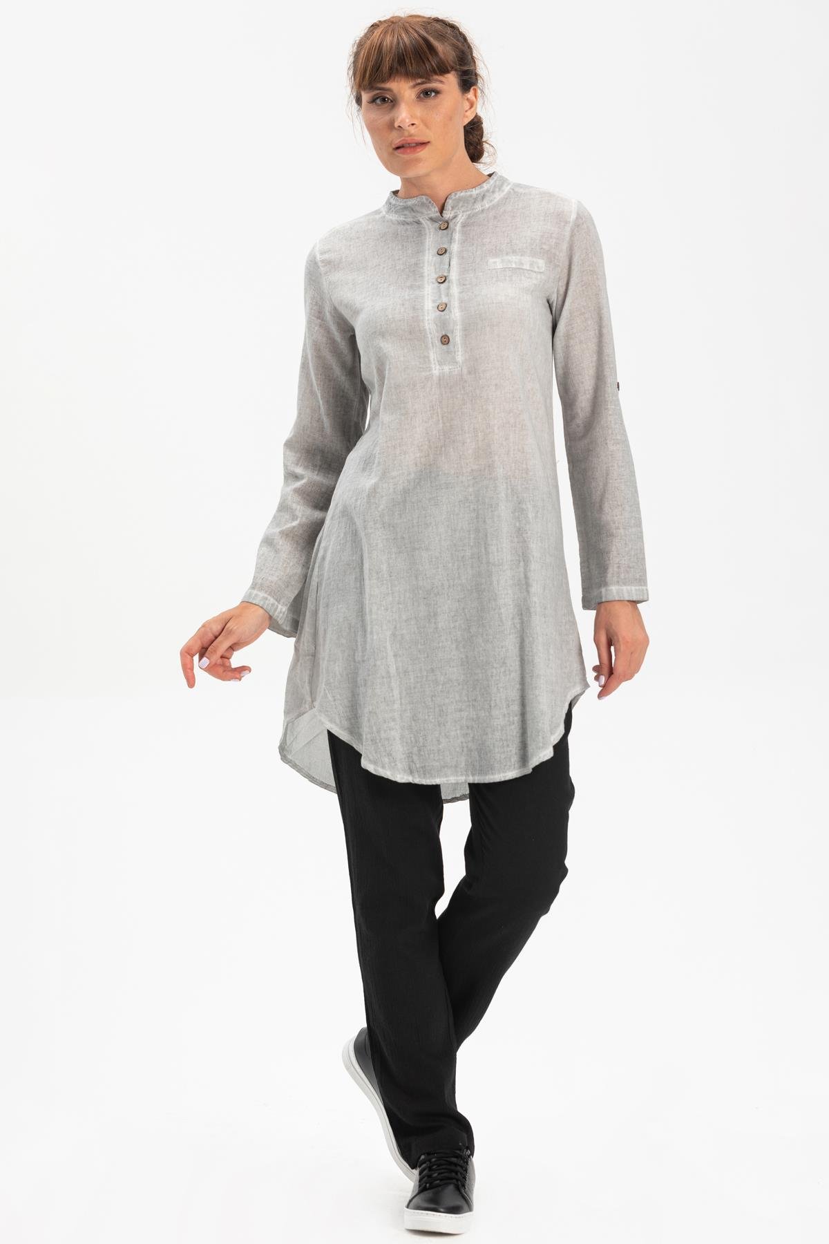 Toptan Akasya Şile Bezi Tunik Gri