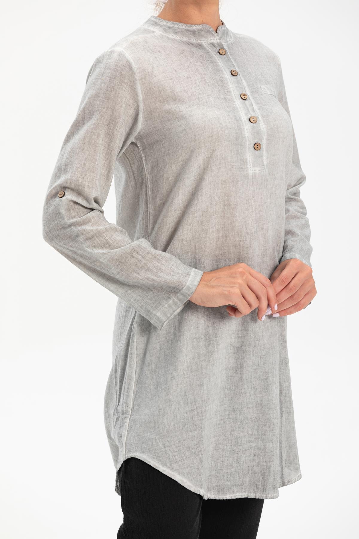 Toptan Akasya Şile Bezi Tunik Gri