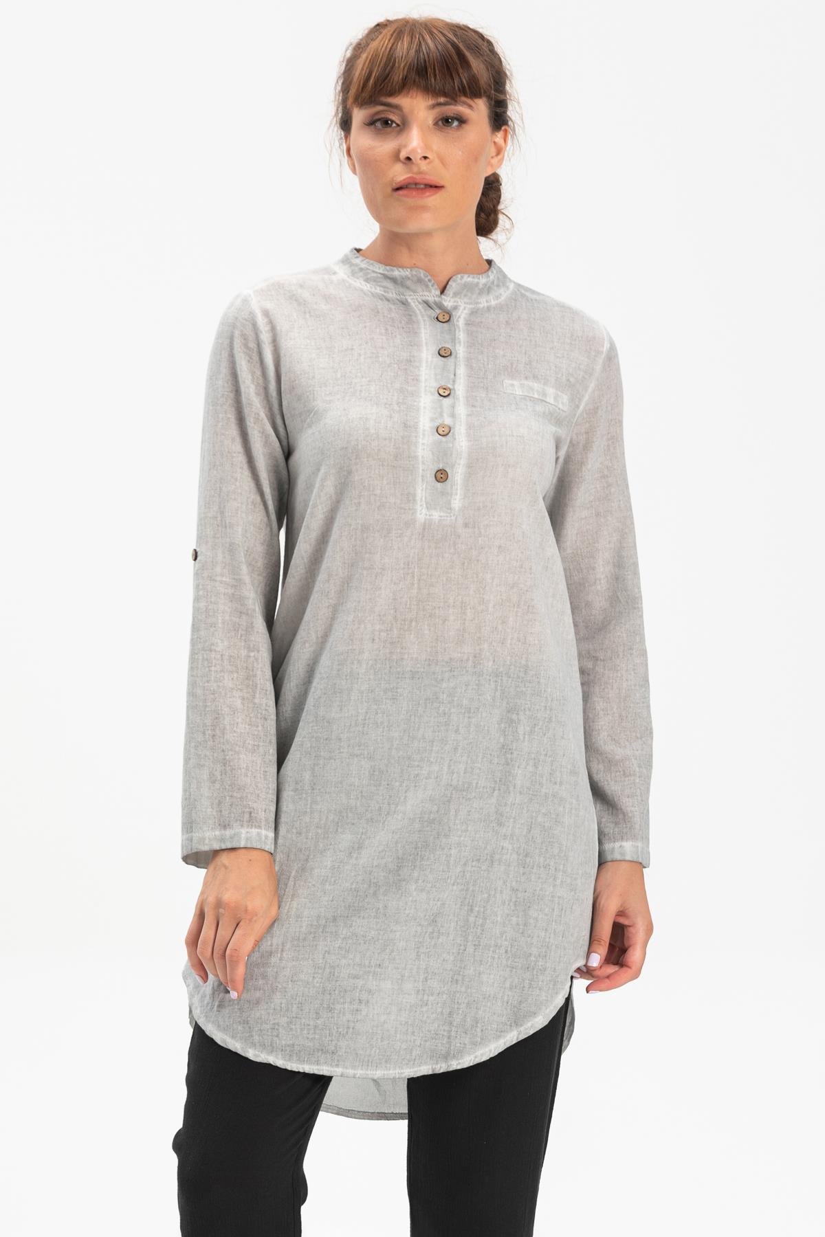 Toptan Akasya Şile Bezi Tunik Gri