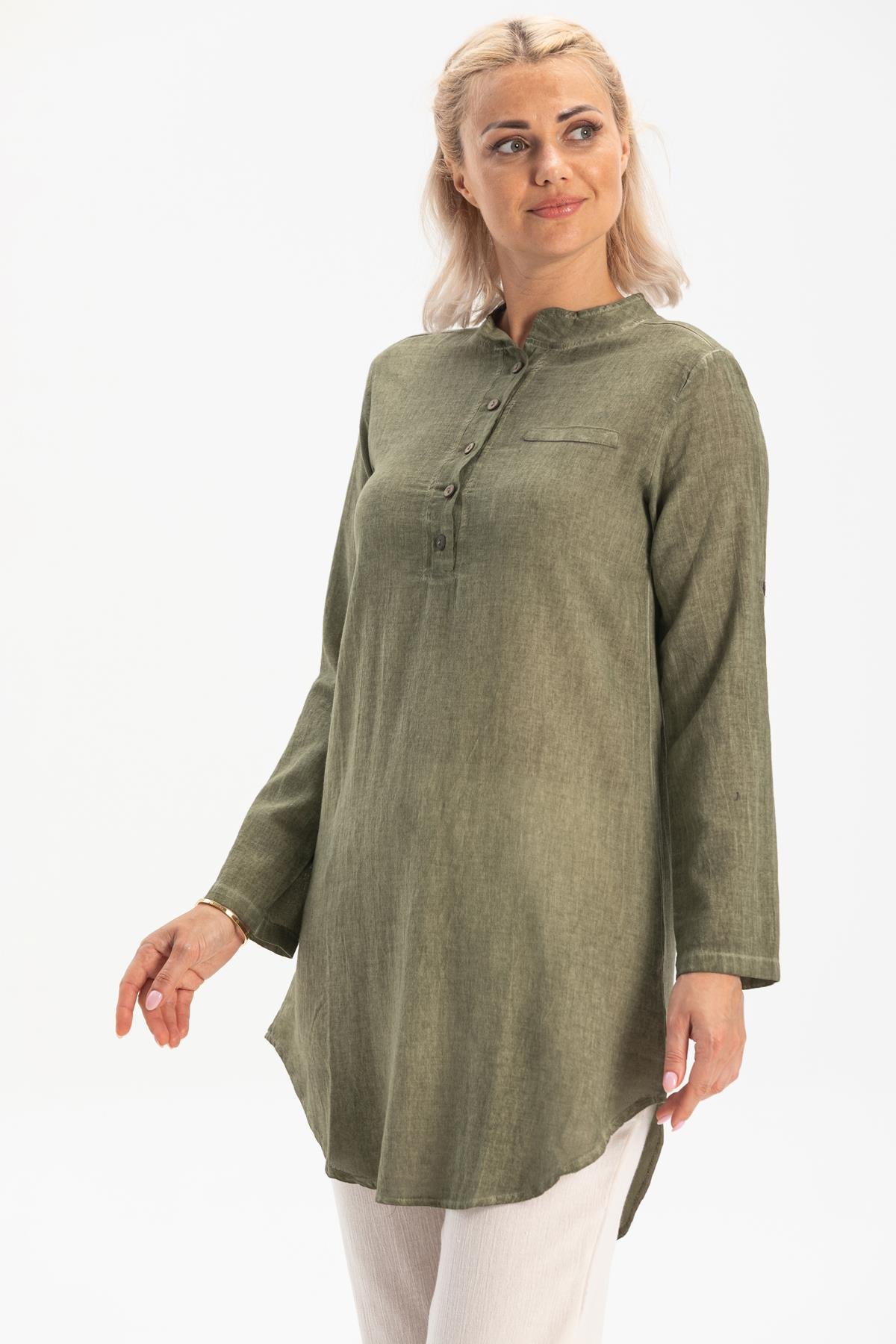 Toptan Akasya Şile Bezi Tunik Haki