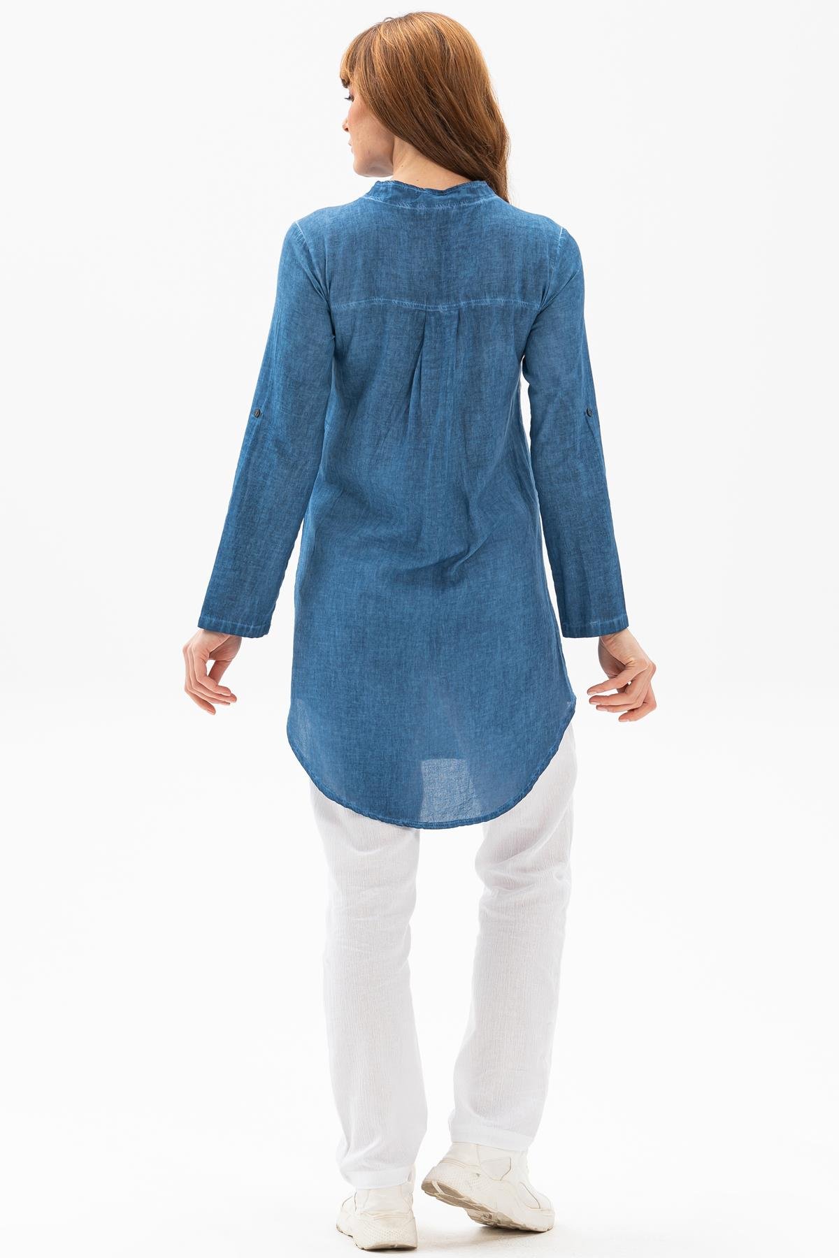 Toptan Akasya Şile Bezi Tunik İndigo