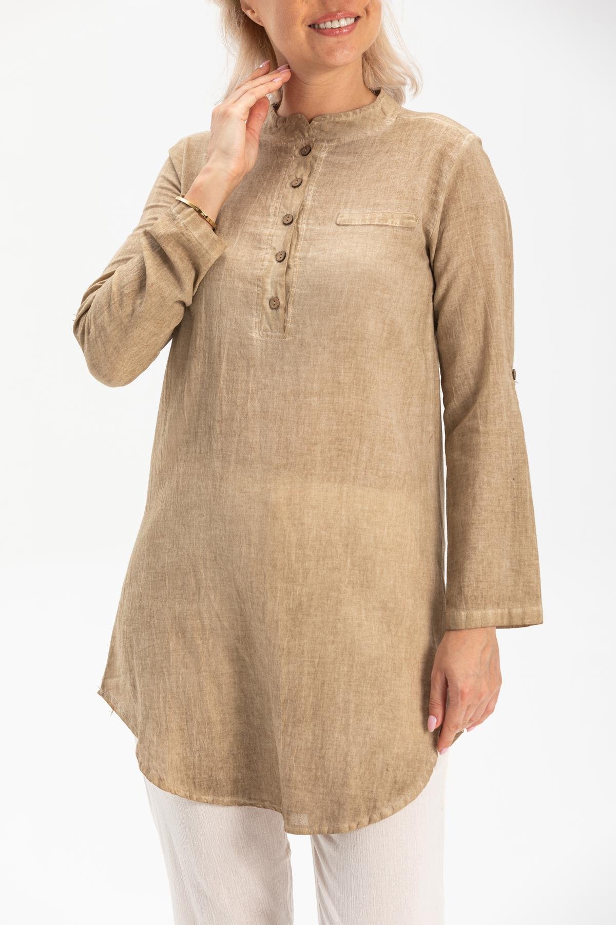 Toptan Akasya Şile Bezi Tunik Kahve