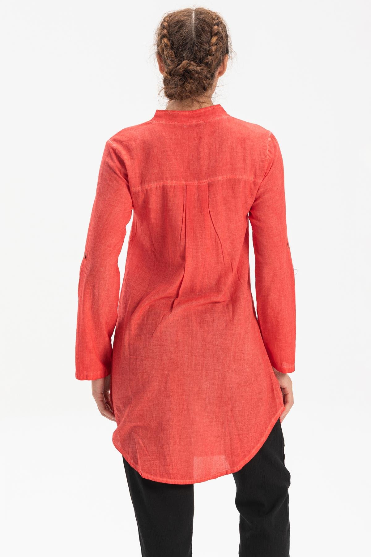 Toptan Akasya Şile Bezi Tunik Mercan