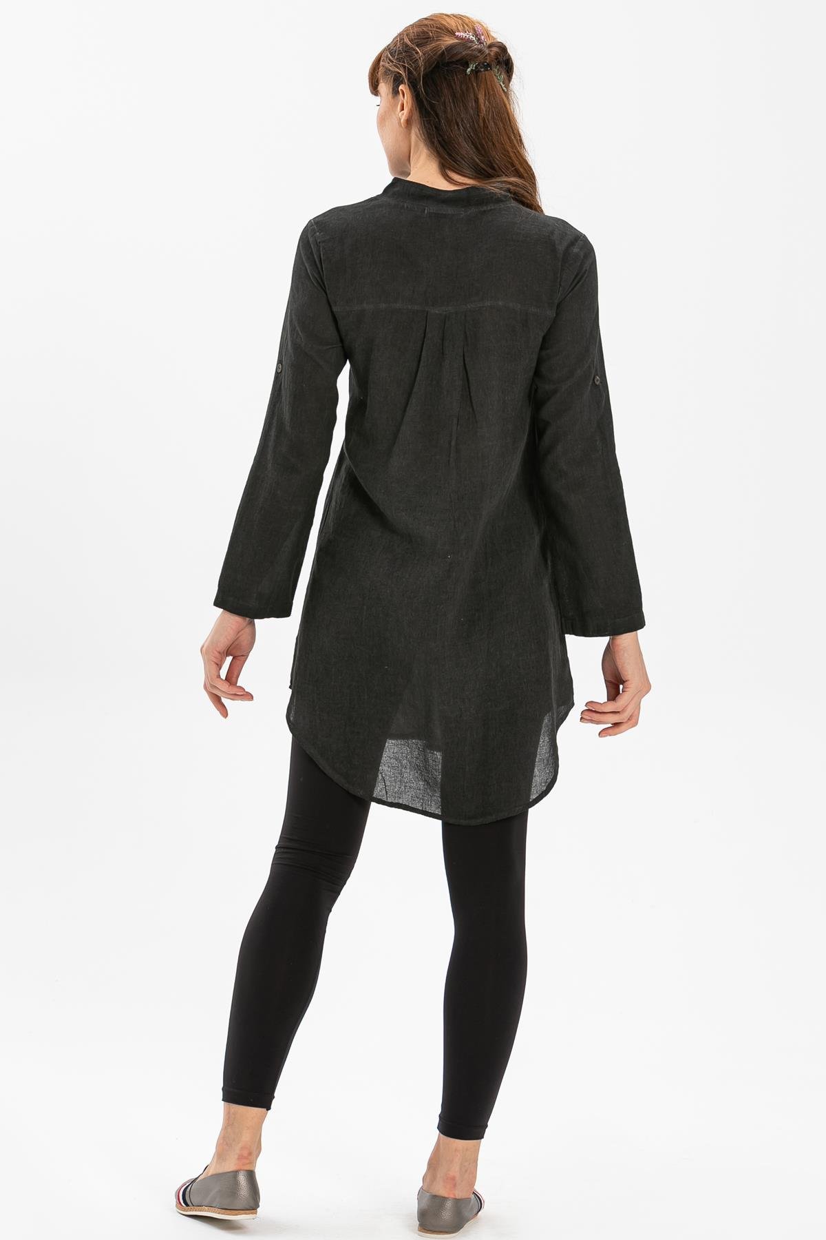 Toptan Akasya Şile Bezi Tunik Siyah
