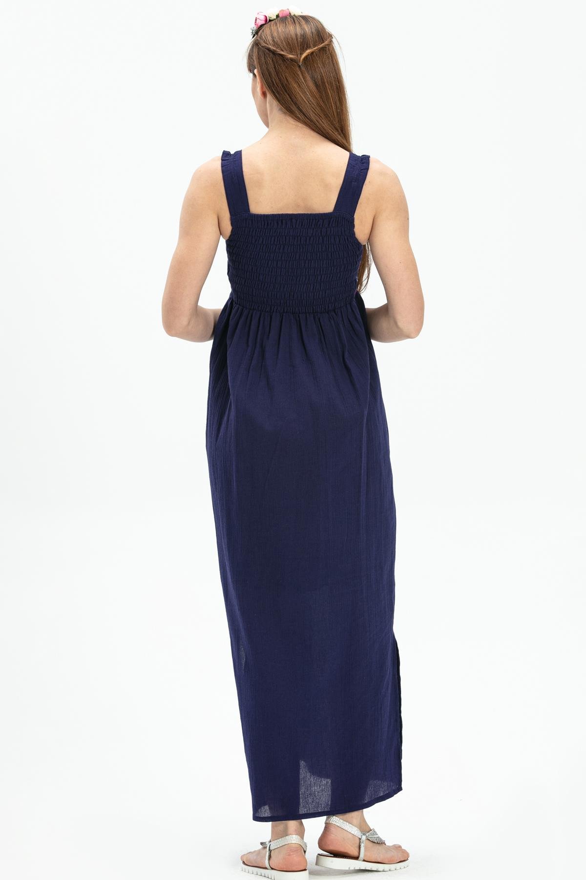 Toptan Askılı Şile Bezi Latin Uzun Elbise Mor