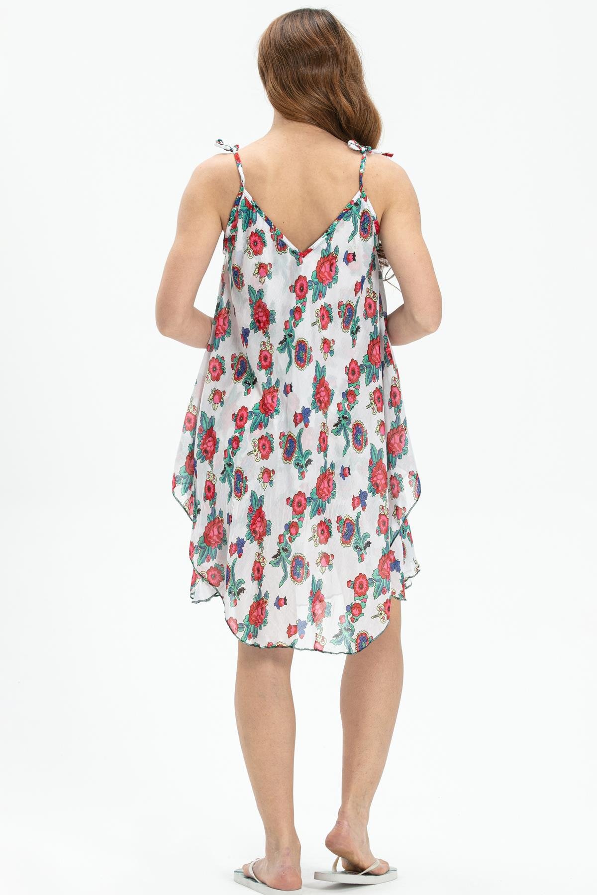 Toptan Askılı Vual Afrodit Kısa Elbise Beyaz