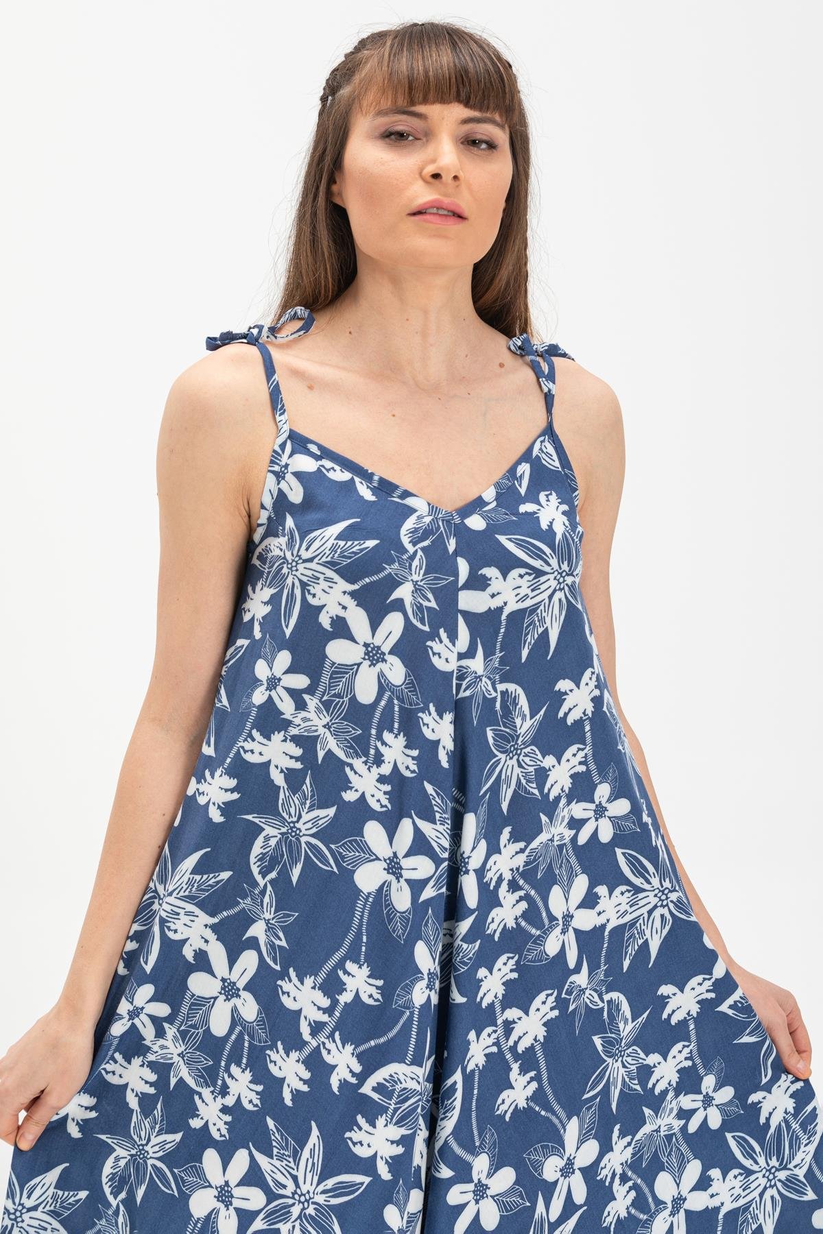 Toptan Askılı Vual Selin Tulum Mavi