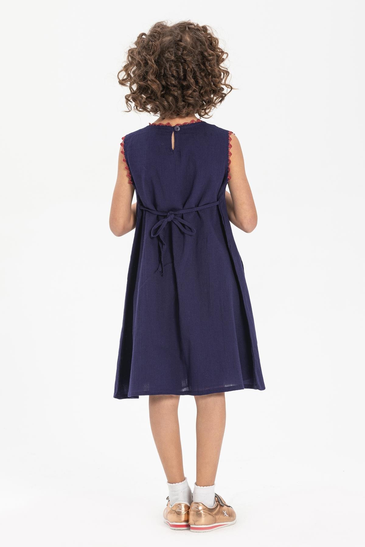 Toptan Burçak Şile Bezi Çocuk Elbise Mor