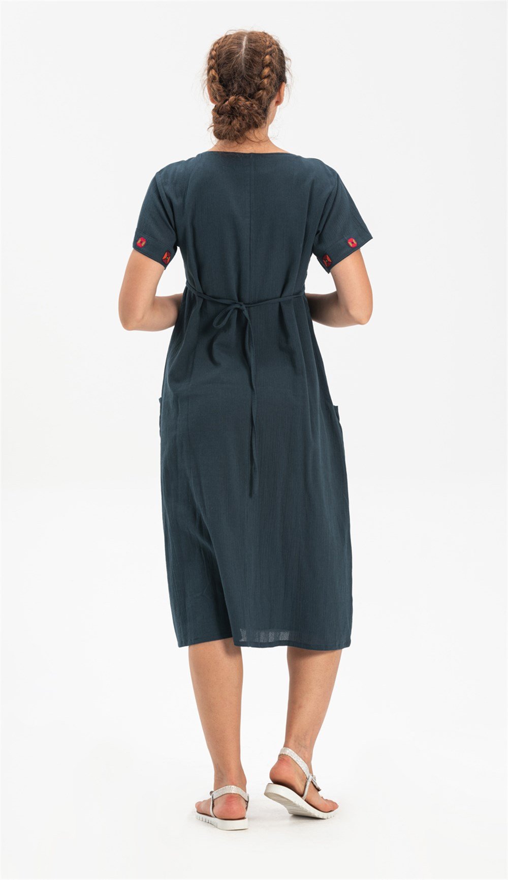 Toptan Büyük Beden Şile Bezi Melek Elbise Petrol