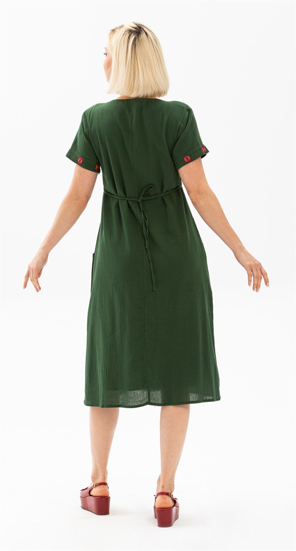 Toptan Büyük Beden Şile Bezi Melek Elbise Yeşil