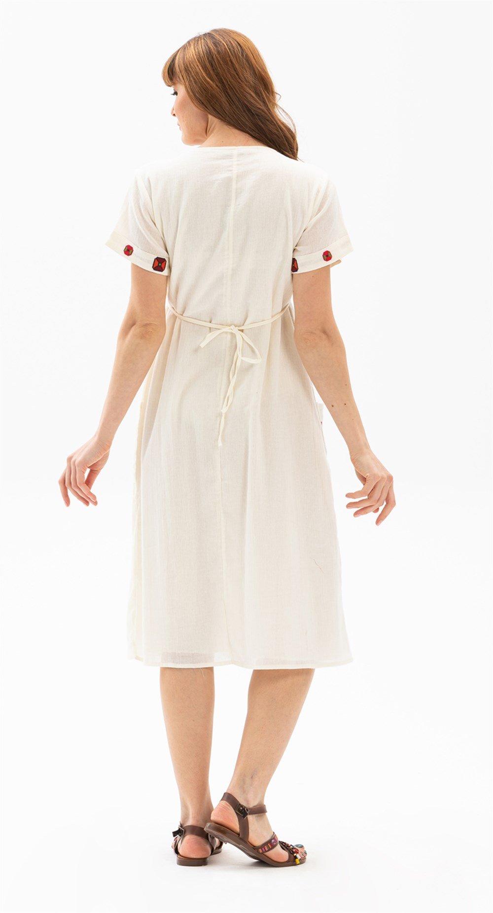 Toptan Büyük Beden Şile Bezi Melek Elbise Krem