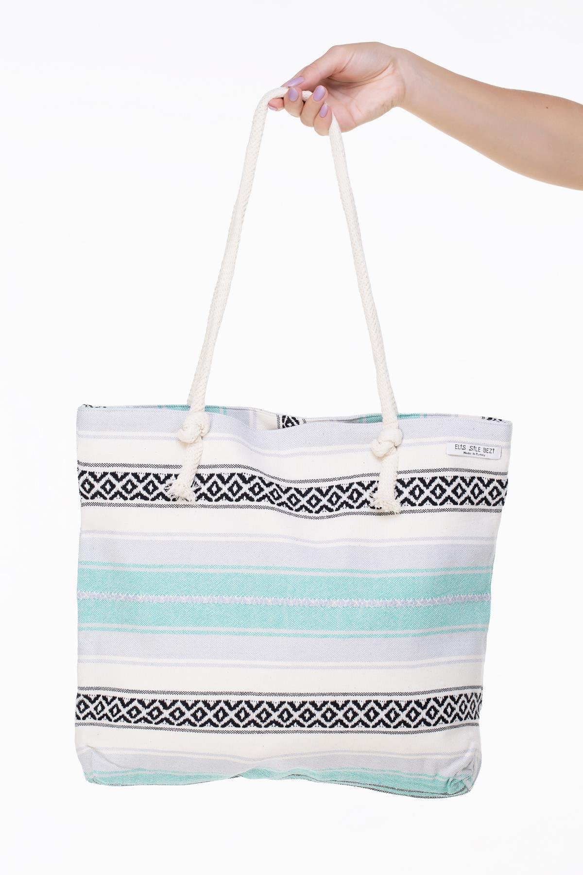 Toptan Dokuma Sahil Çanta Renkli Rnk