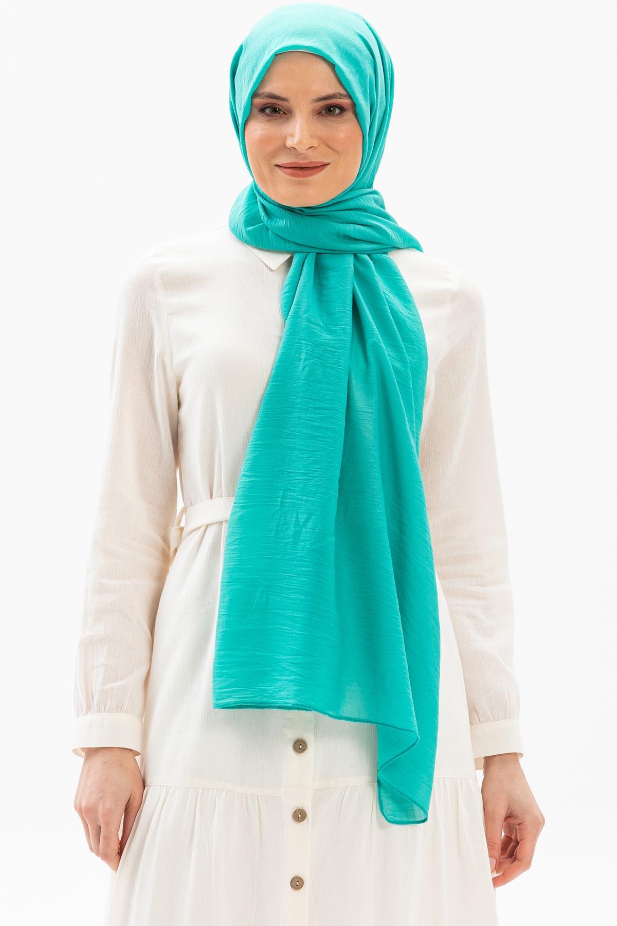 Toptan Düz Vual Kumaş Şal Nil Yeşili