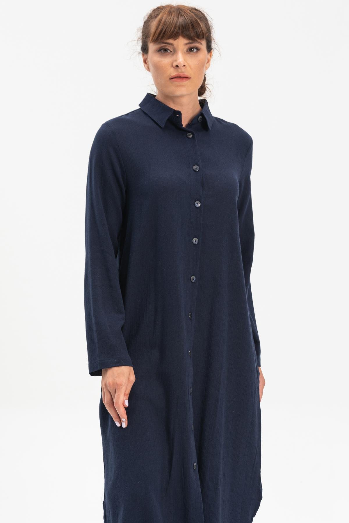 Toptan Edanur Şile Bezi Tunik Lacivert