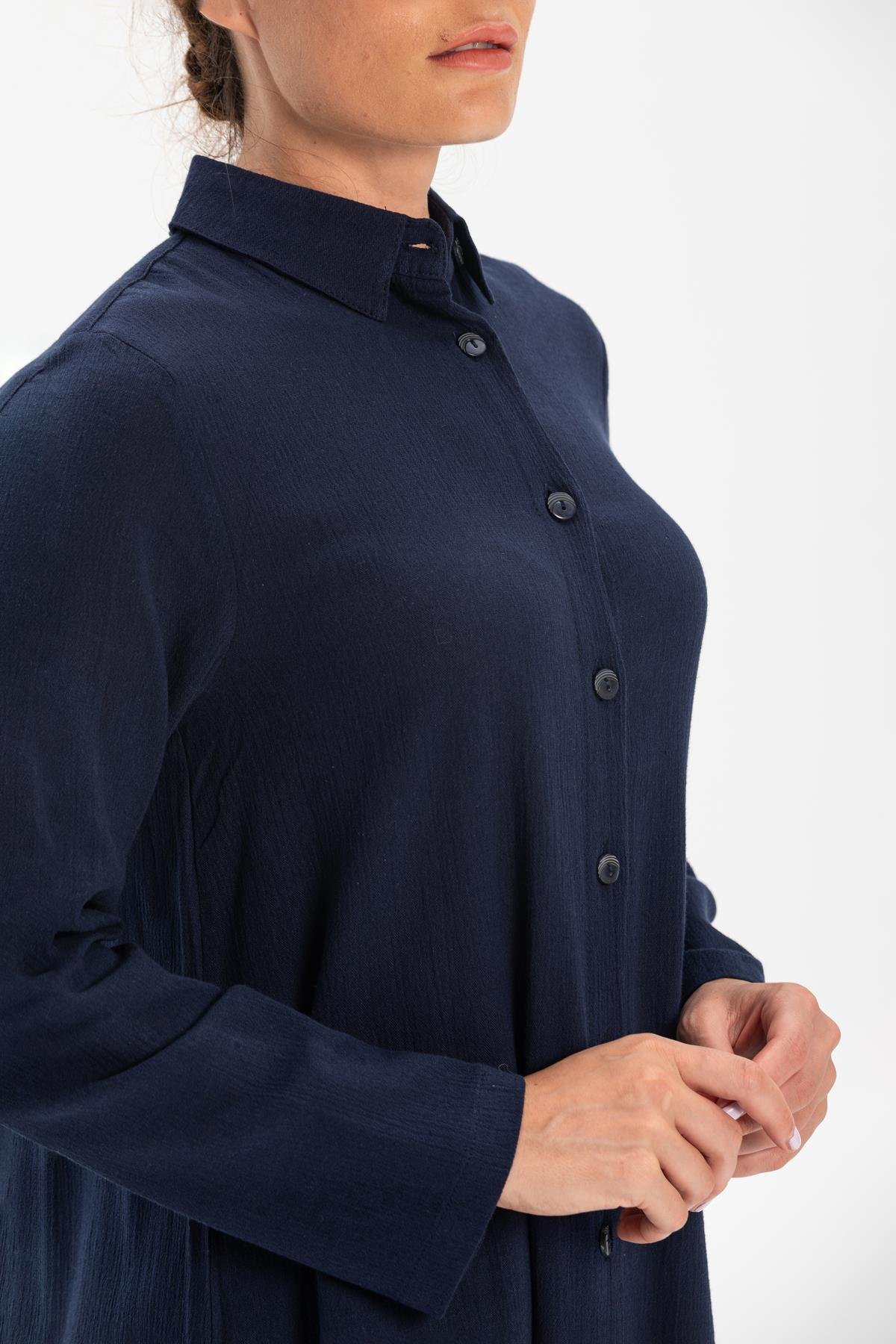 Toptan Edanur Şile Bezi Tunik Lacivert