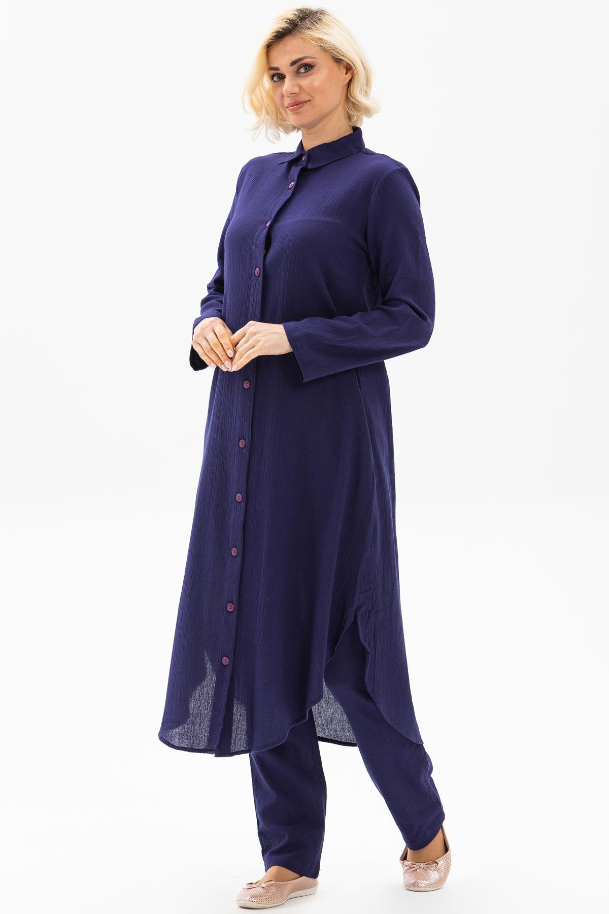 Toptan Edanur Şile Bezi Tunik Mor