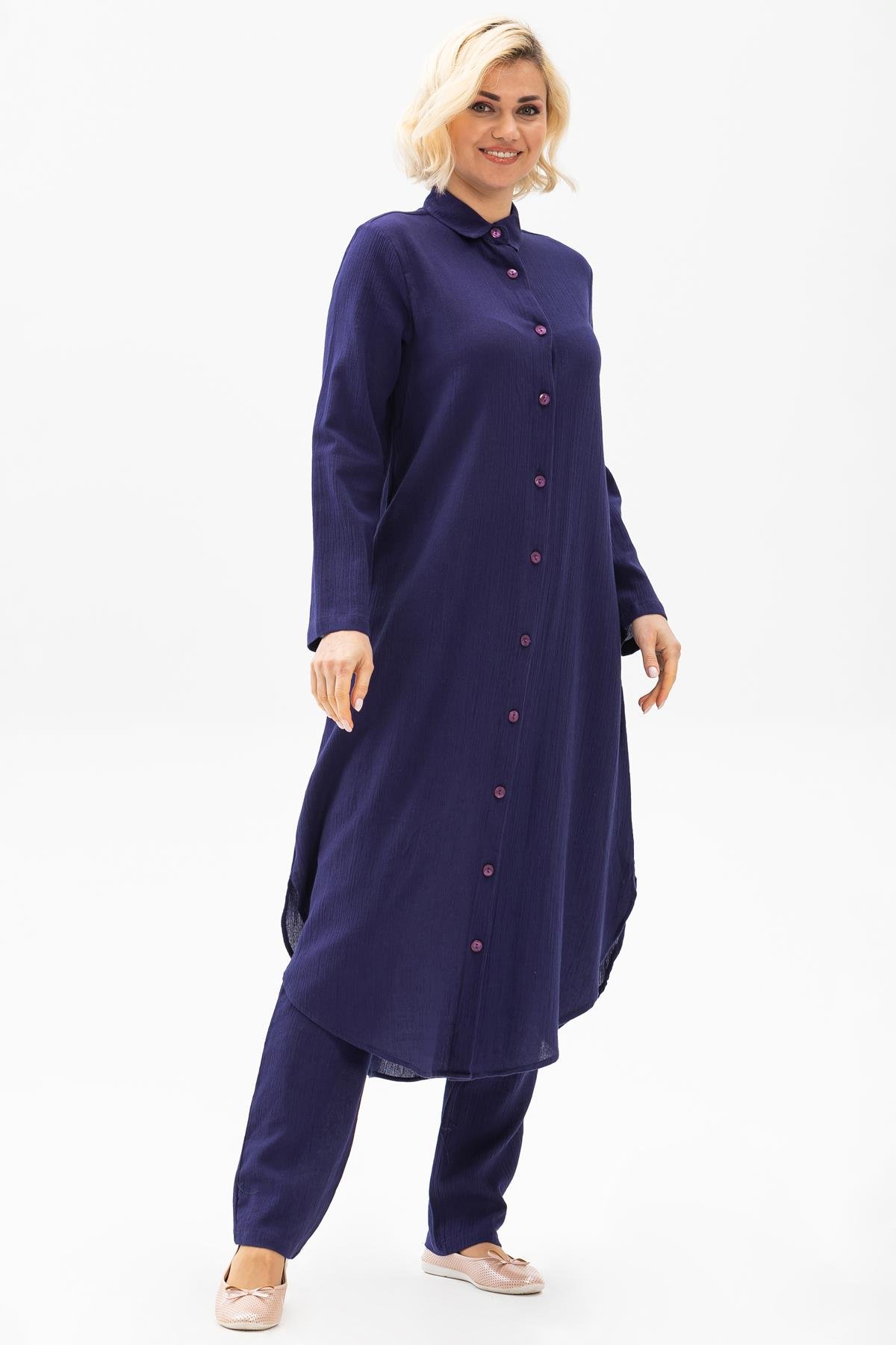 Toptan Edanur Şile Bezi Tunik Mor