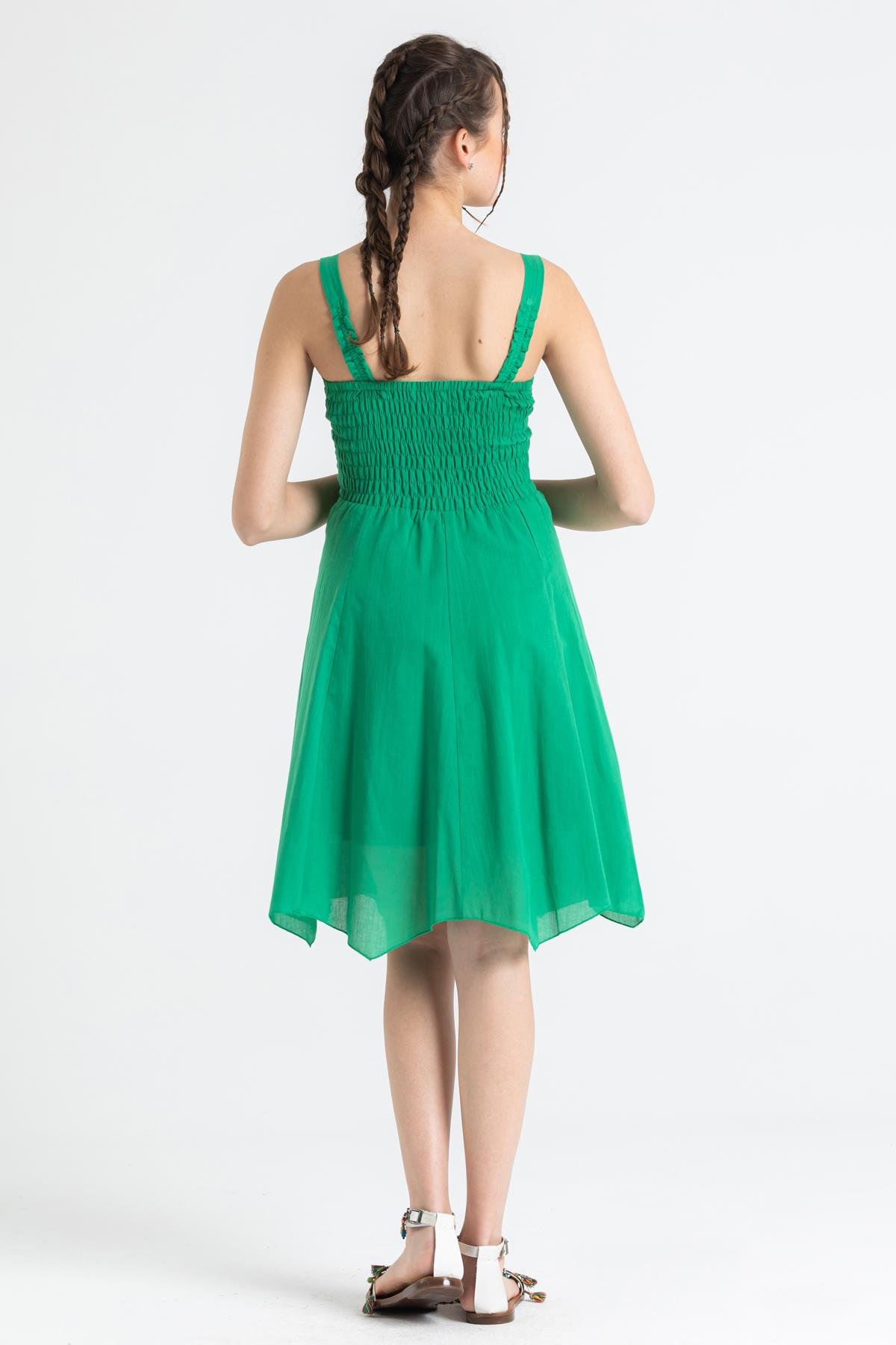 Toptan Emel Vual Elbise Çimen Yeşili