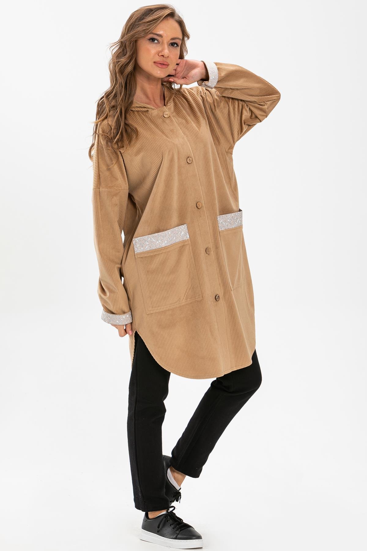 Toptan Eylül Fitilli Kadife Ceket Camel