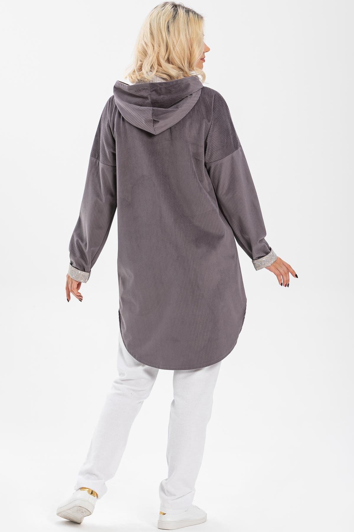 Toptan Eylül Fitilli Kadife Ceket Gri