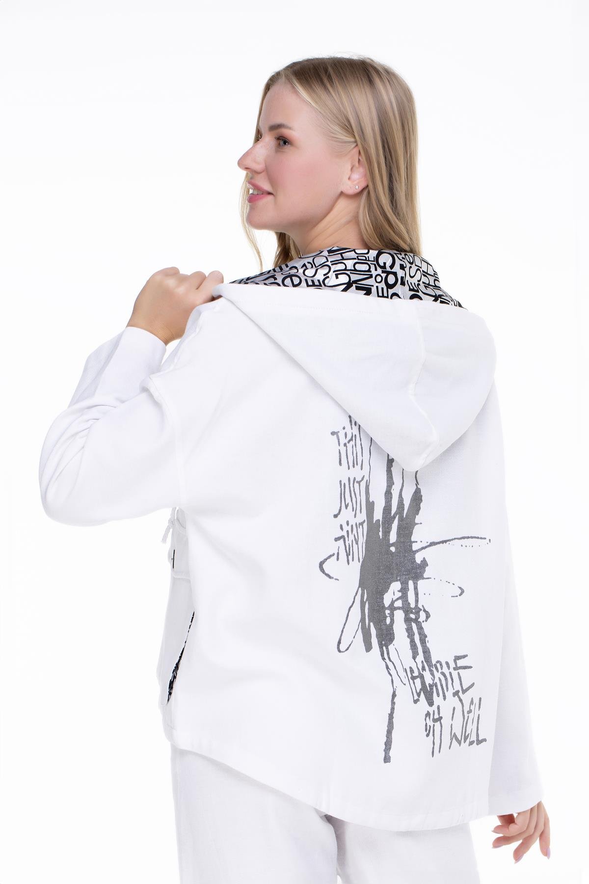 Toptan Gamze Pazen Ceket Beyaz